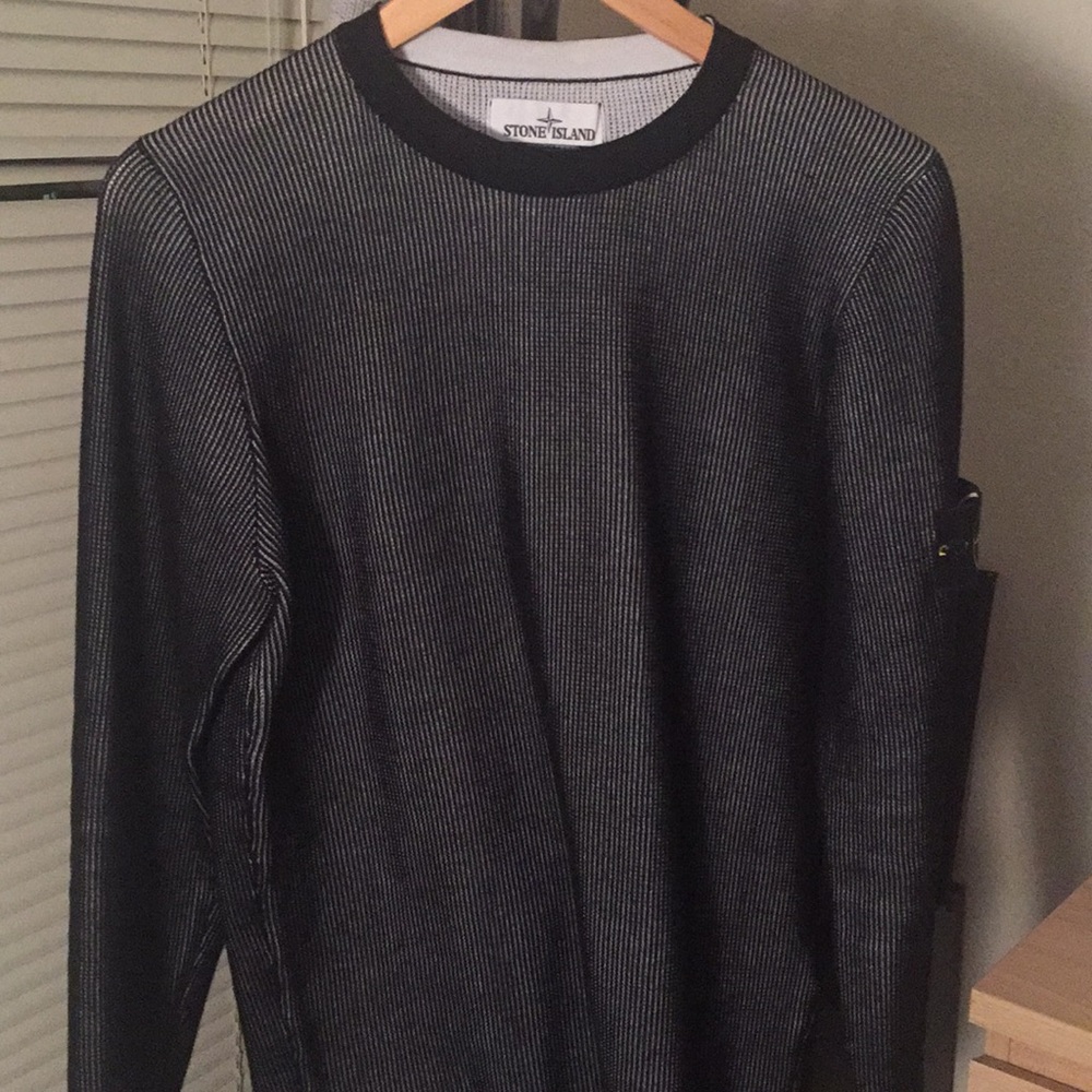 Stone Island Black cotton crew neck knit